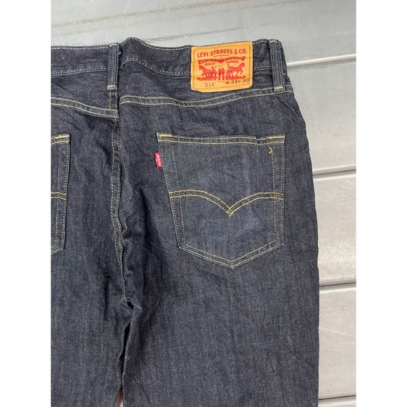 Levis 514 Straight Leg Jeans Mens 33x30 Blue Dark Wash Denim 100% Cotton - Picture 14 of 16